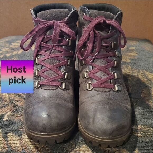 Timberland Dark Grey Hiking Boots w\ Purple Laces - Picture 1 of 6